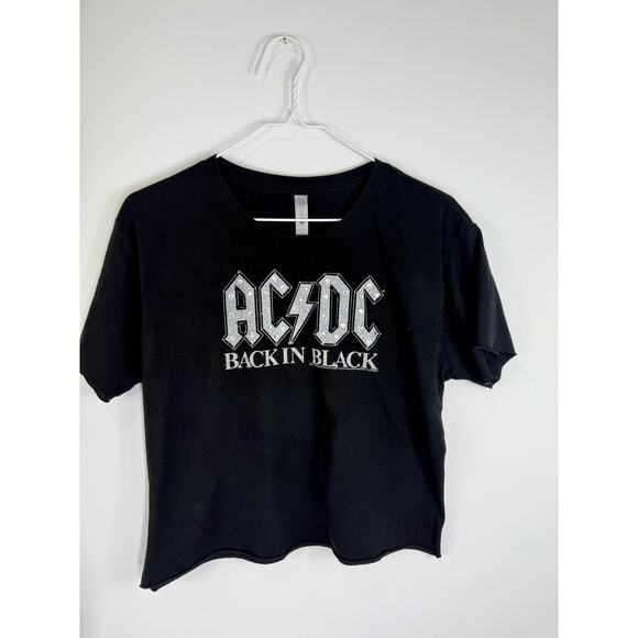 Authentic ACDC  black  Back in Black  vintage tee w  swarovski rhinestones - Picture 1 of 5